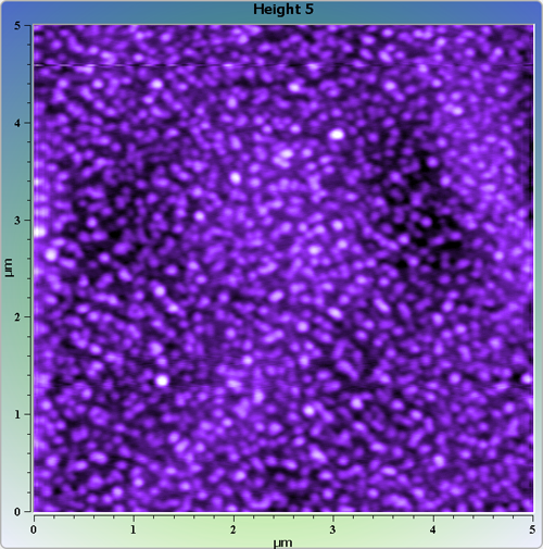 Indium phosphide (InP) on sapphire surface. AFM image. Semi-contact mode. Topography.